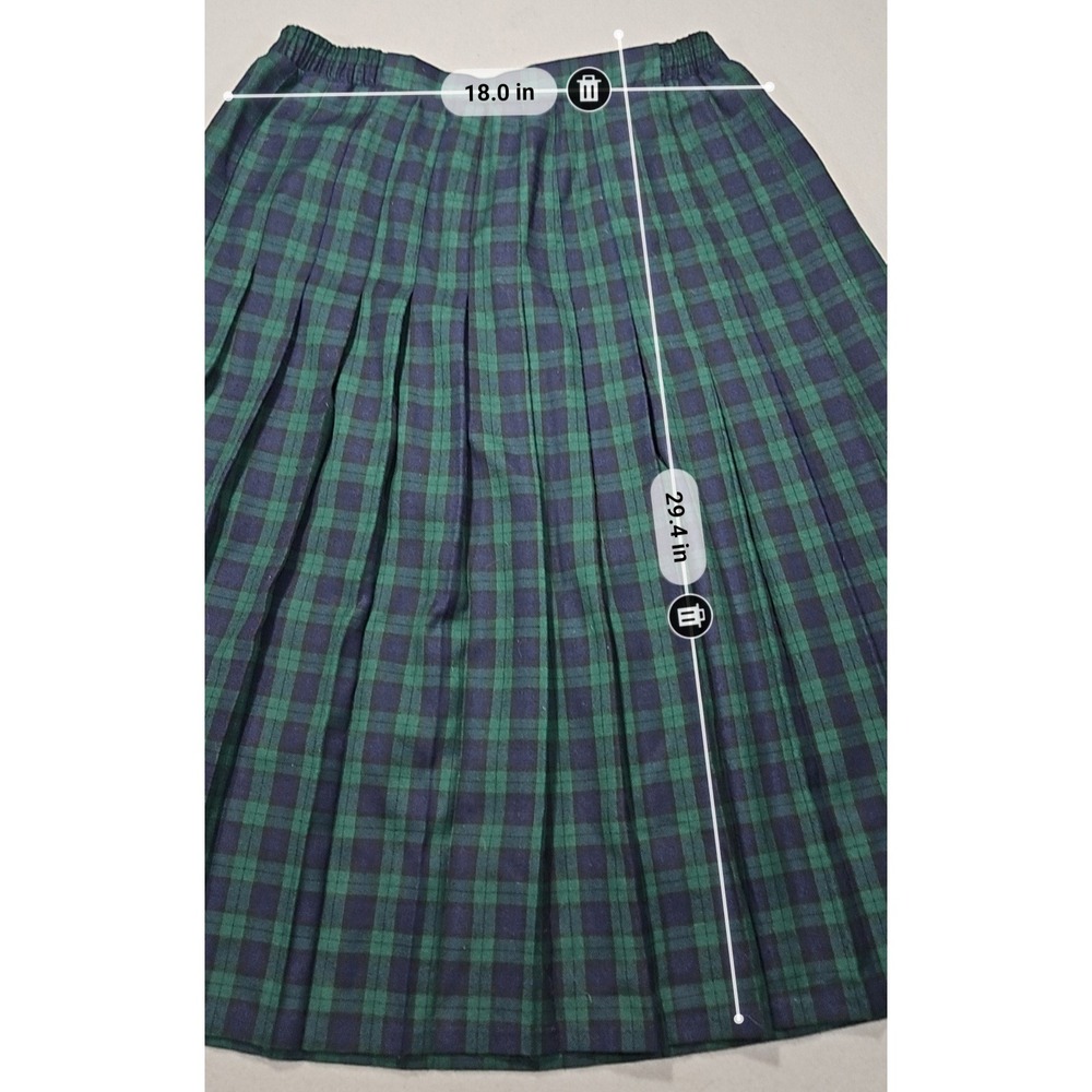 VTG Chadwick's 90s Wool Blazer Skirt Set Green Navy Plaid Sz 16 - Picture 8 of 10